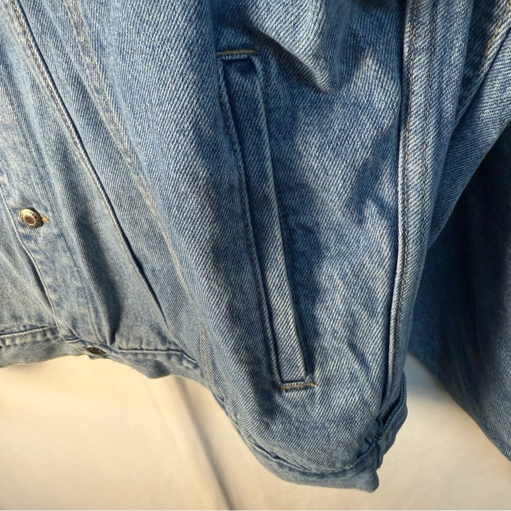 Vintage Bugle Boy Light Blue Denim Trucker Jacket Y2K 90’s Biker 100% Cotton - Picture 8 of 13